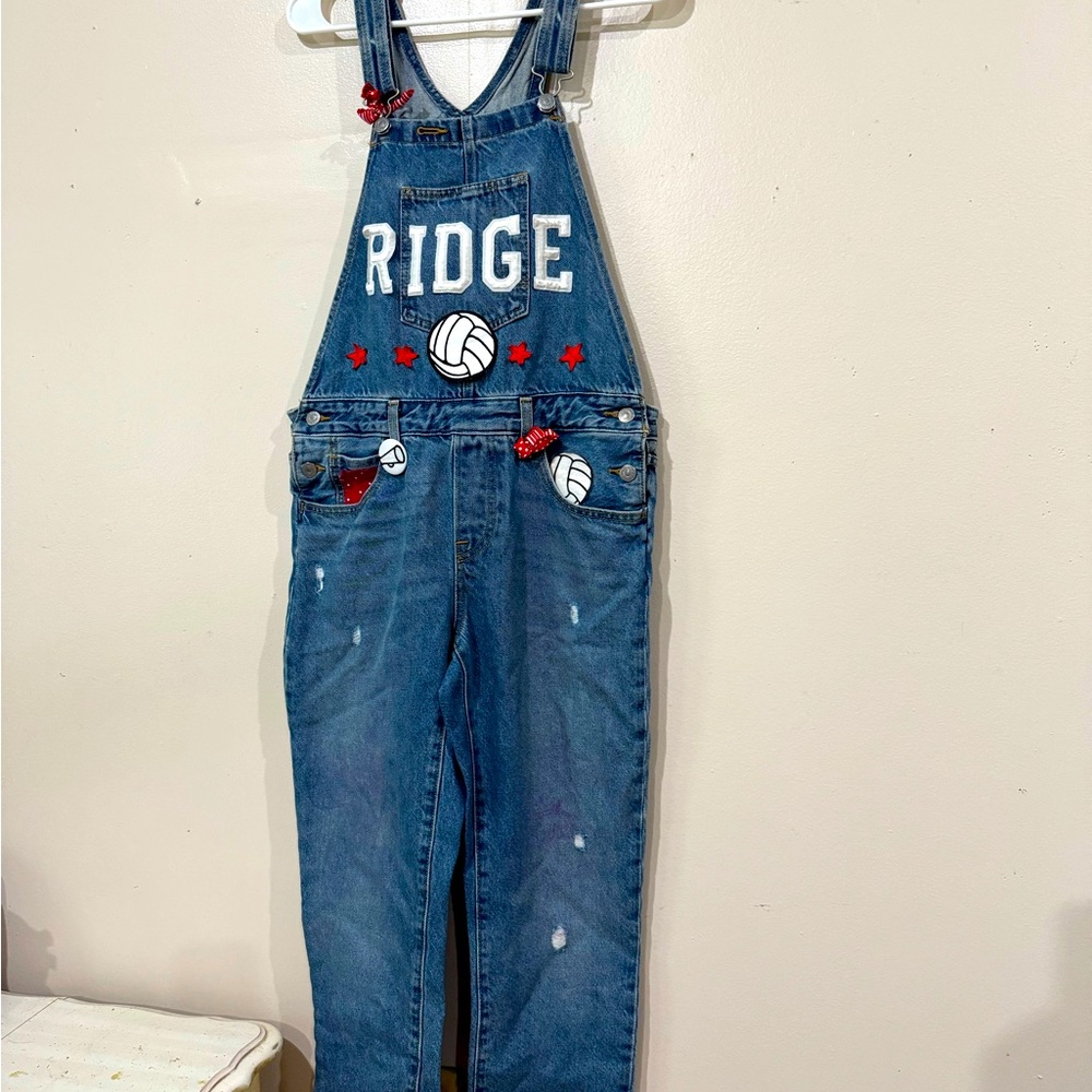 Levi's Blue Denim Medium Overalls with Red and Blue Patchwork